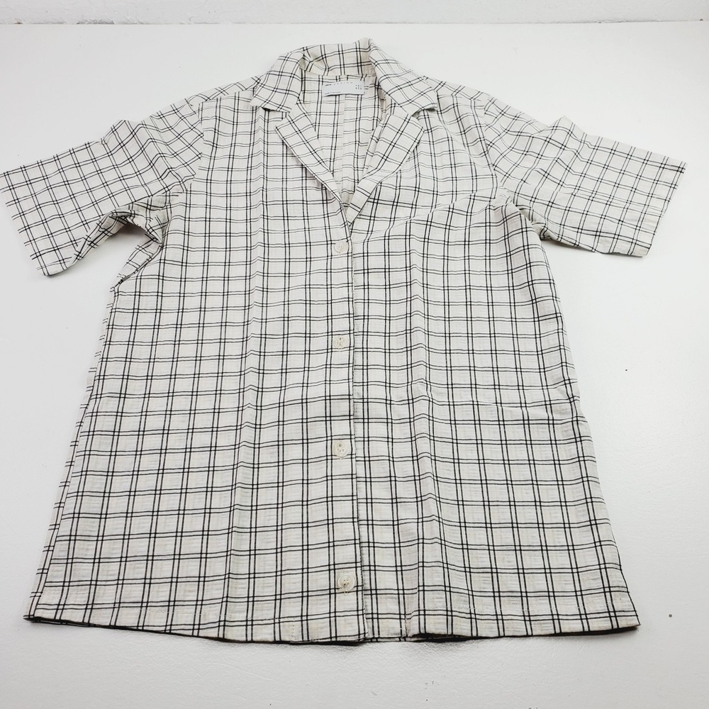 Asos Women Shirt Size Small (2) Plaid Lightweight Button Down Short Sleeves